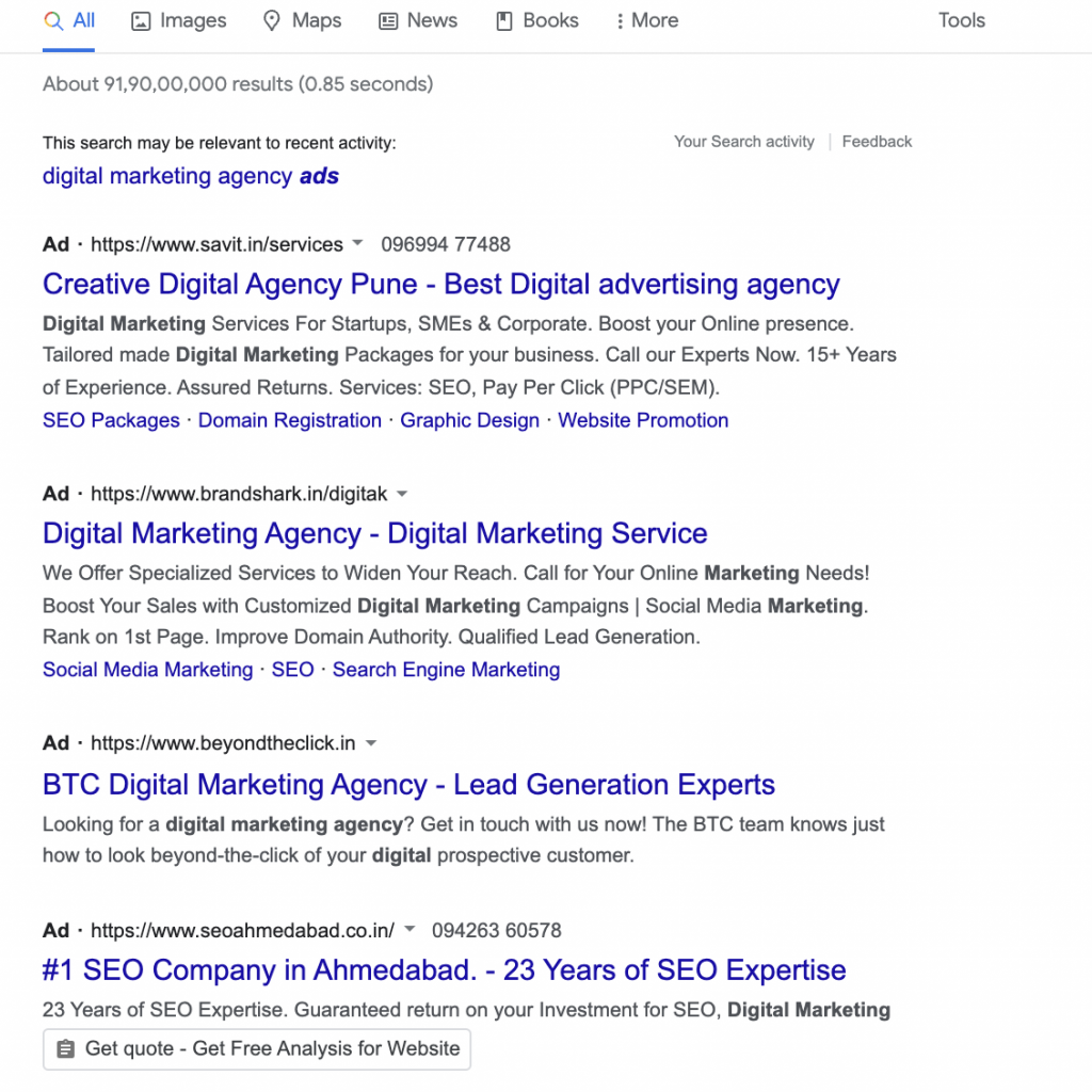 PPC search result